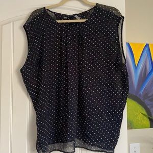Sheer navy polka dot blouse